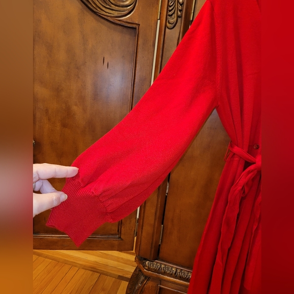 🍀❤️NWT-Eliza J-Red Sweater Knit Button Front Flared Dress-XL-Nordstrom - Picture 6 of 7